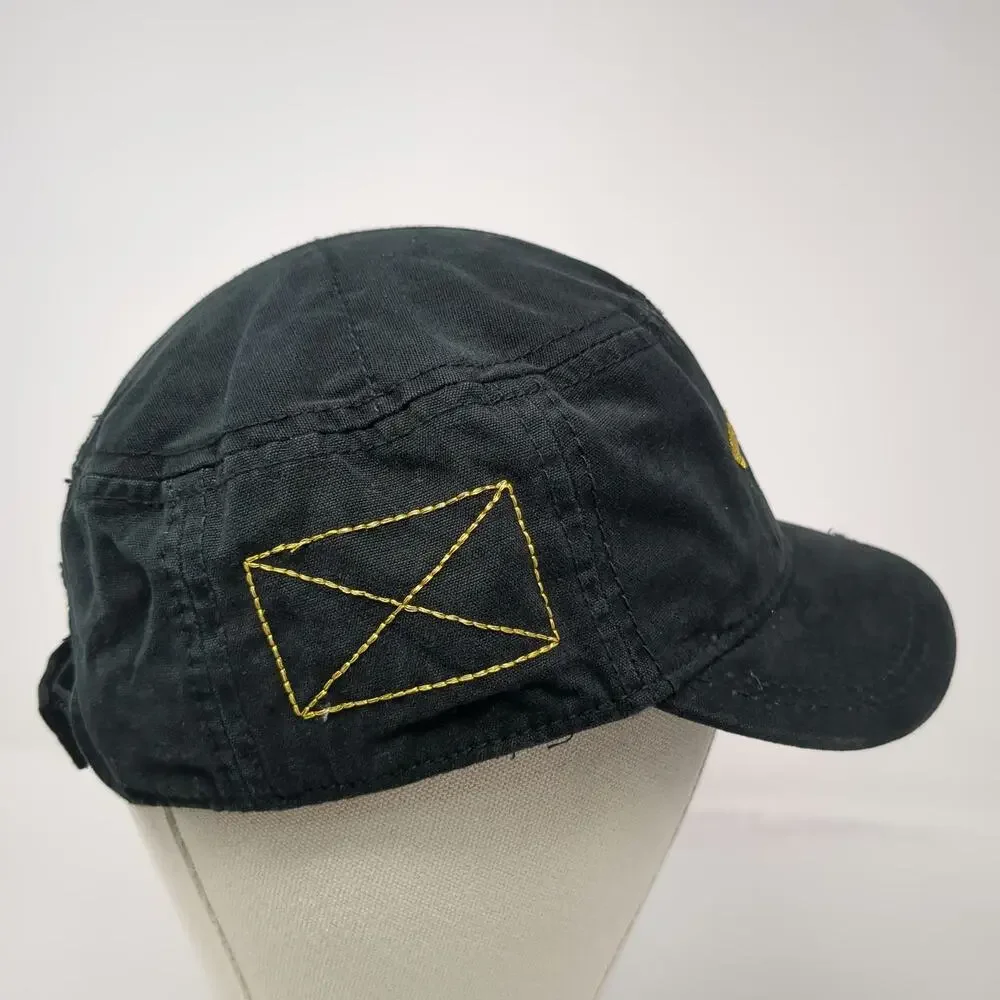 Caesars Black Army Cap One Size Side Zipper Embroidered Strapback Cotton Hat